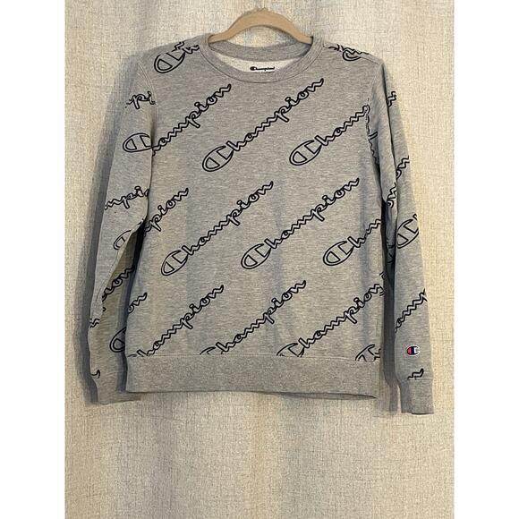 Women's Champion All Over Logo Hoodie Sweatshirt Croptop Size XLarge - Picture 1 of 5